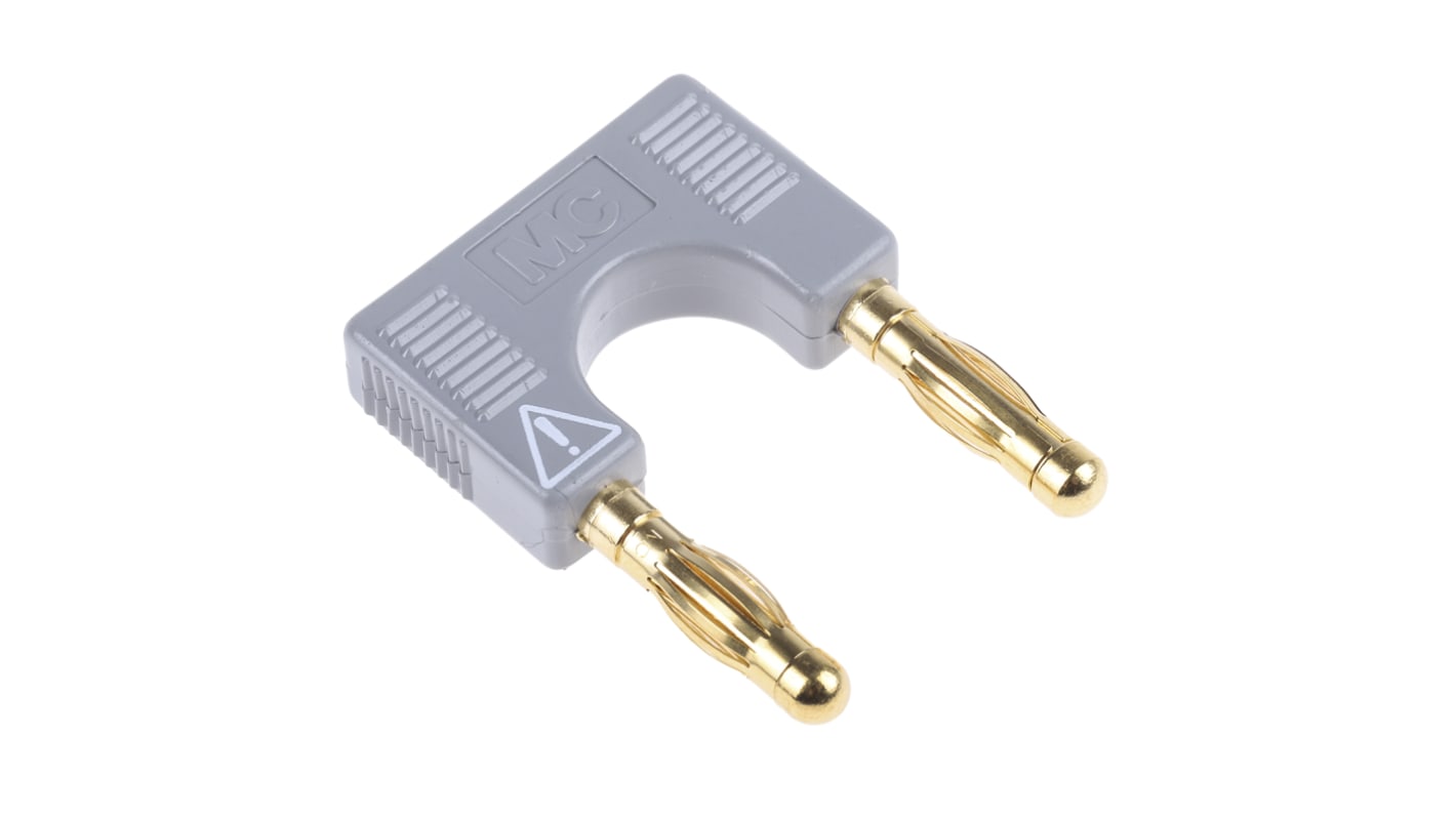 Conector banana Macho, 32A, 30 V, 60V dc, Contacto Oro, Gris