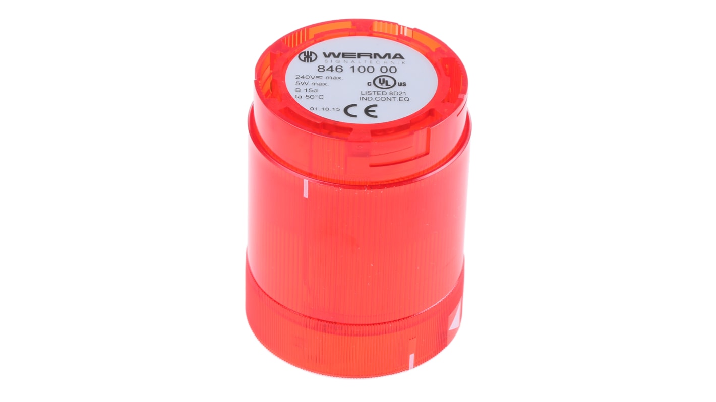 Werma 846 Series Red Steady Effect Beacon Unit, 12 → 230 V ac/dc, AC, DC, IP54