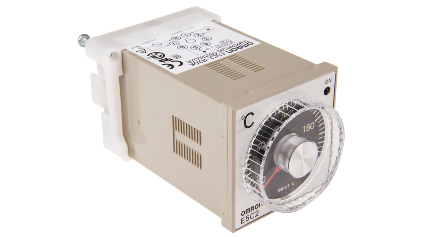 Controlador de temperatura ON/OFF Omron serie E5C2, 48 x 48mm, 100 → 240 V ac K Type Thermocouple Relé