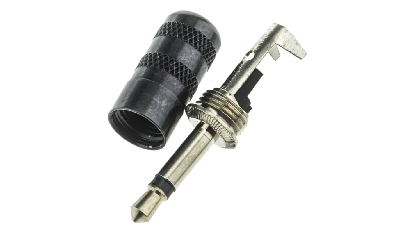 Connettore jack, 2.5 mm, Maschio, Nero, Montaggio su cavo