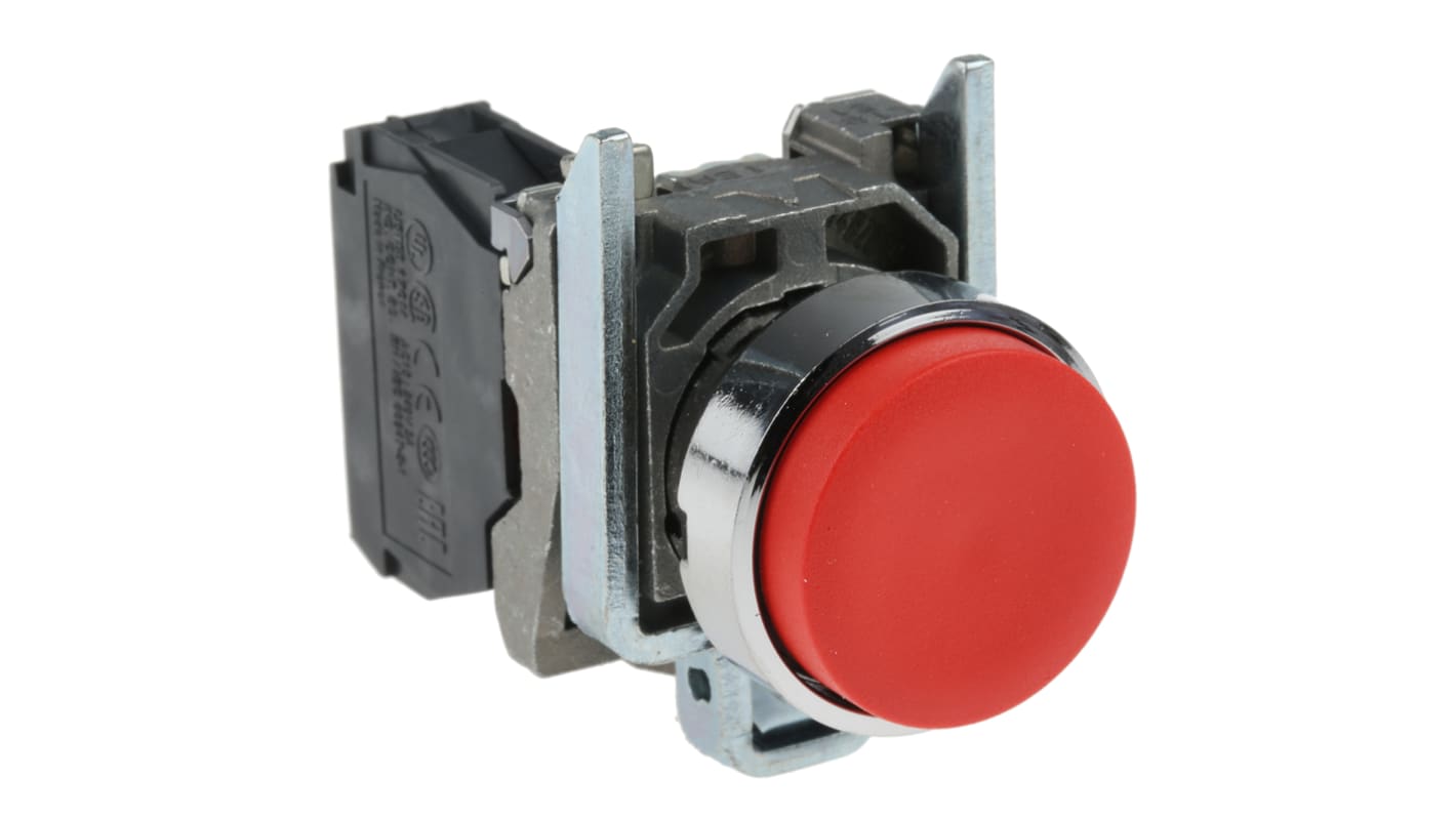 Pulsador Schneider Electric Harmony XB4, color de botón Rojo, SPST, Montaje en Panel