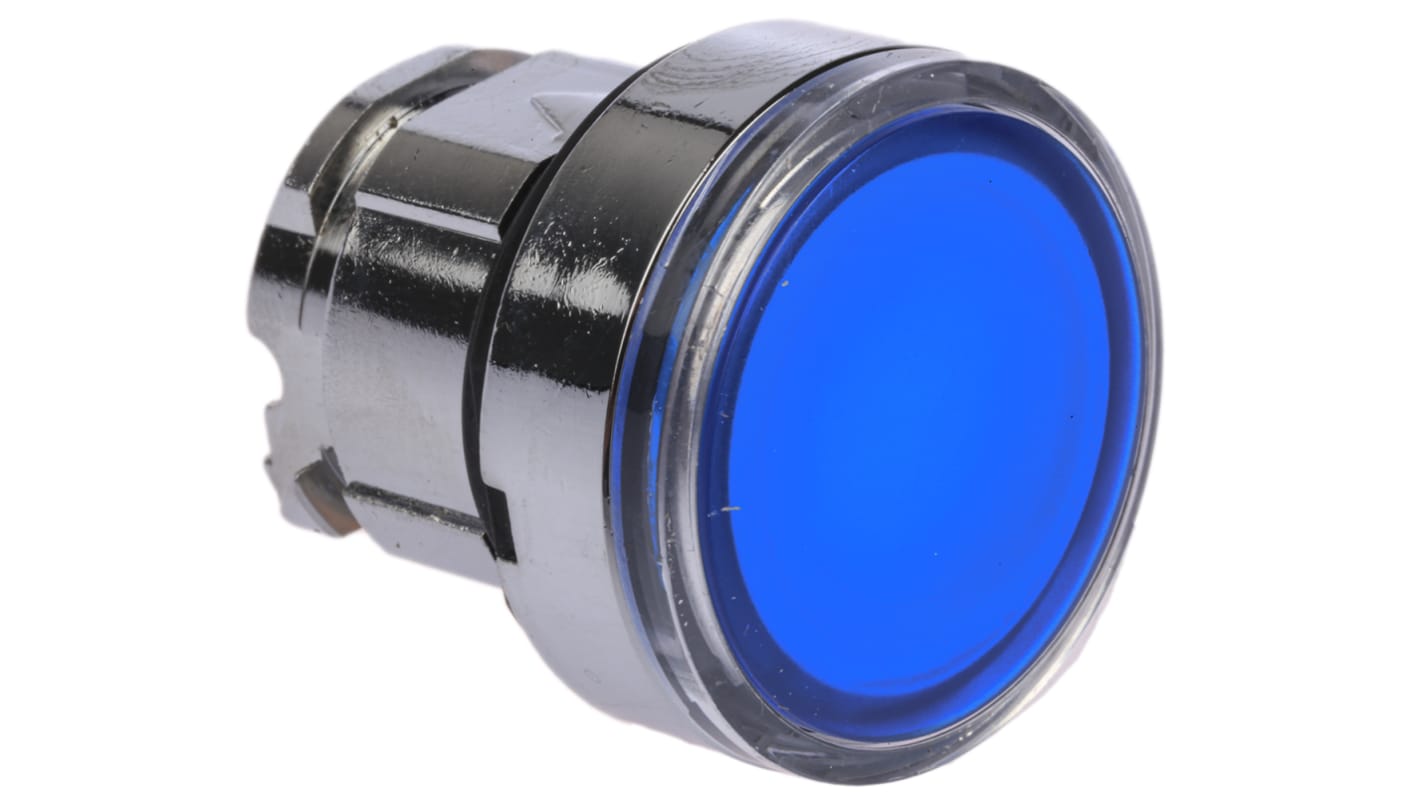 Cabezal de pulsador Schneider Electric serie Harmony XB4, Ø 22mm, de color Azul, Retorno por Resorte, IP66, IP67, IP69K