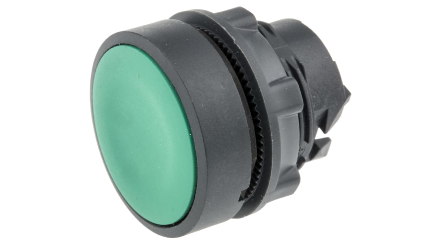 Cabezal de pulsador Schneider Electric serie Harmony XB5, Ø 22mm, de color Verde, Retorno por Resorte, IP66, IP67, IP69K