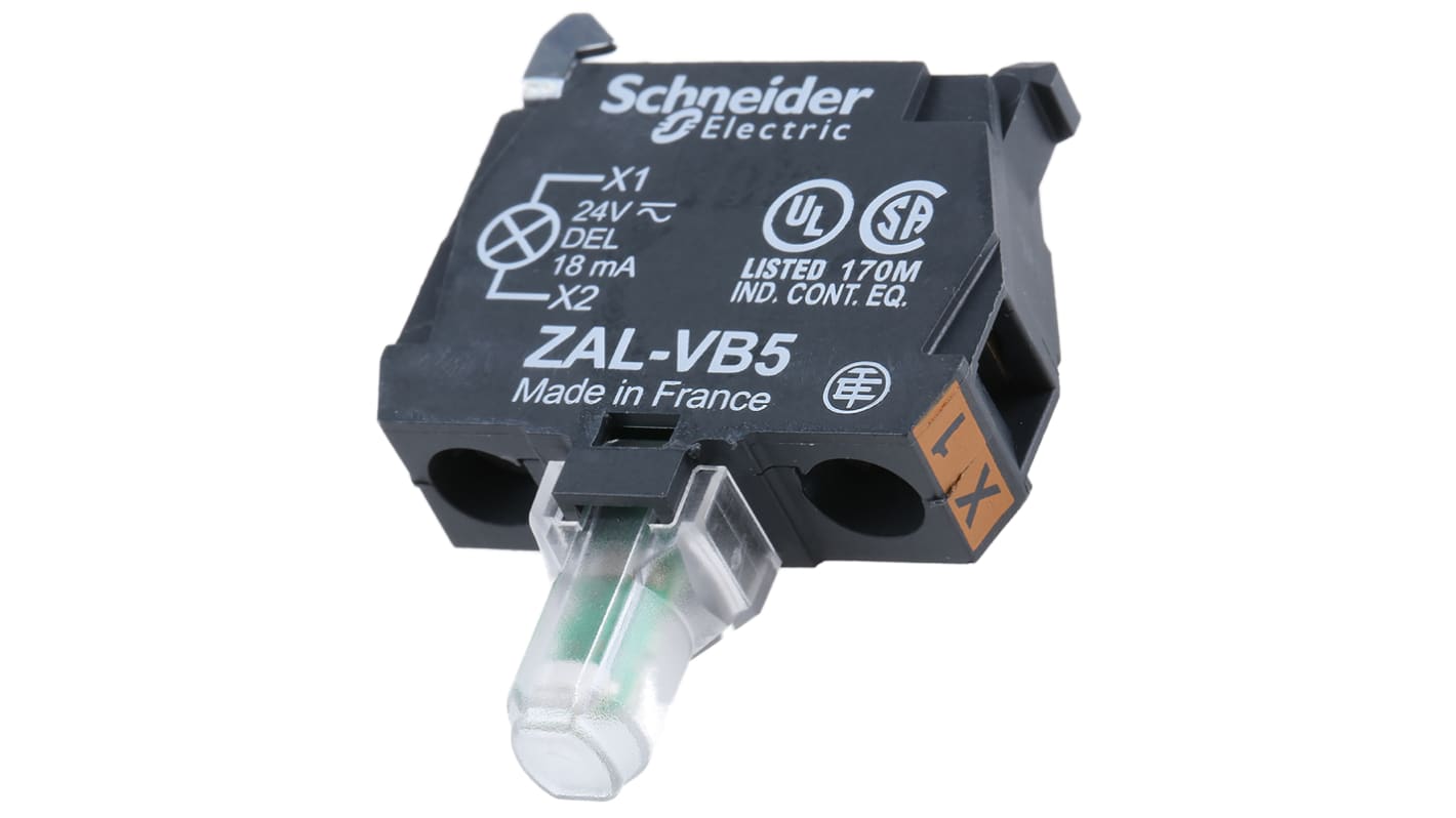 Blocco contatti luminoso Schneider Electric, 24 V, terminali a Vite, LED Giallo