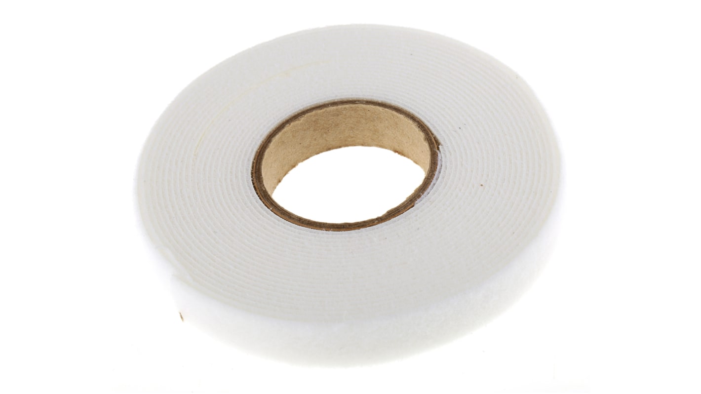 RS PRO Hook & Loop Tape, 5m x 16 mm, White Fabric