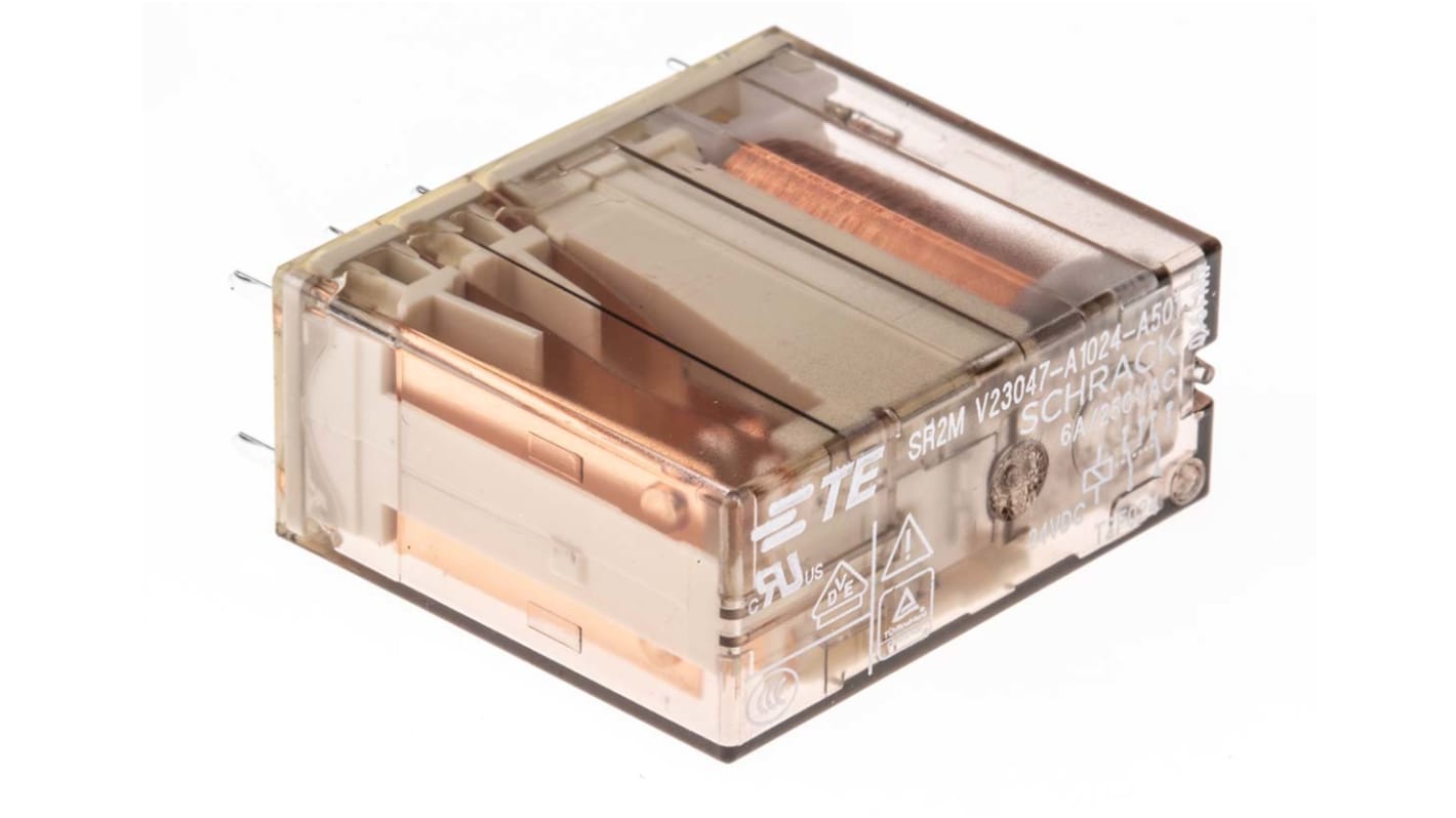 TE Connectivity PCB Mount Force Guided Relay, 24V dc Coil Voltage, 2 Pole, DPDT