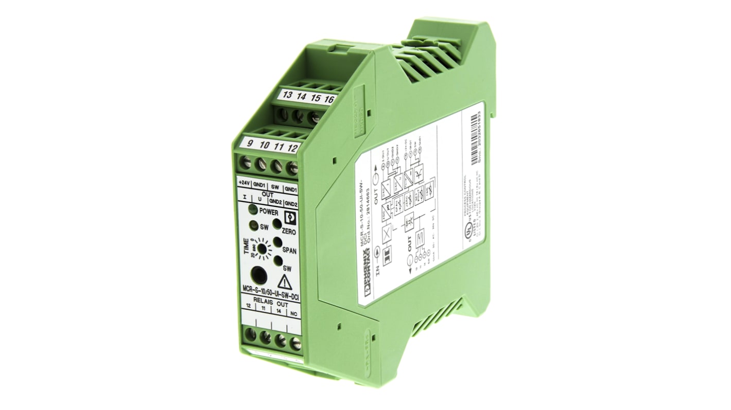 Transductor de medición de corriente Phoenix Contact MCR-S10, alim. 20 → 30V dc, in. 55A, out. 0 →