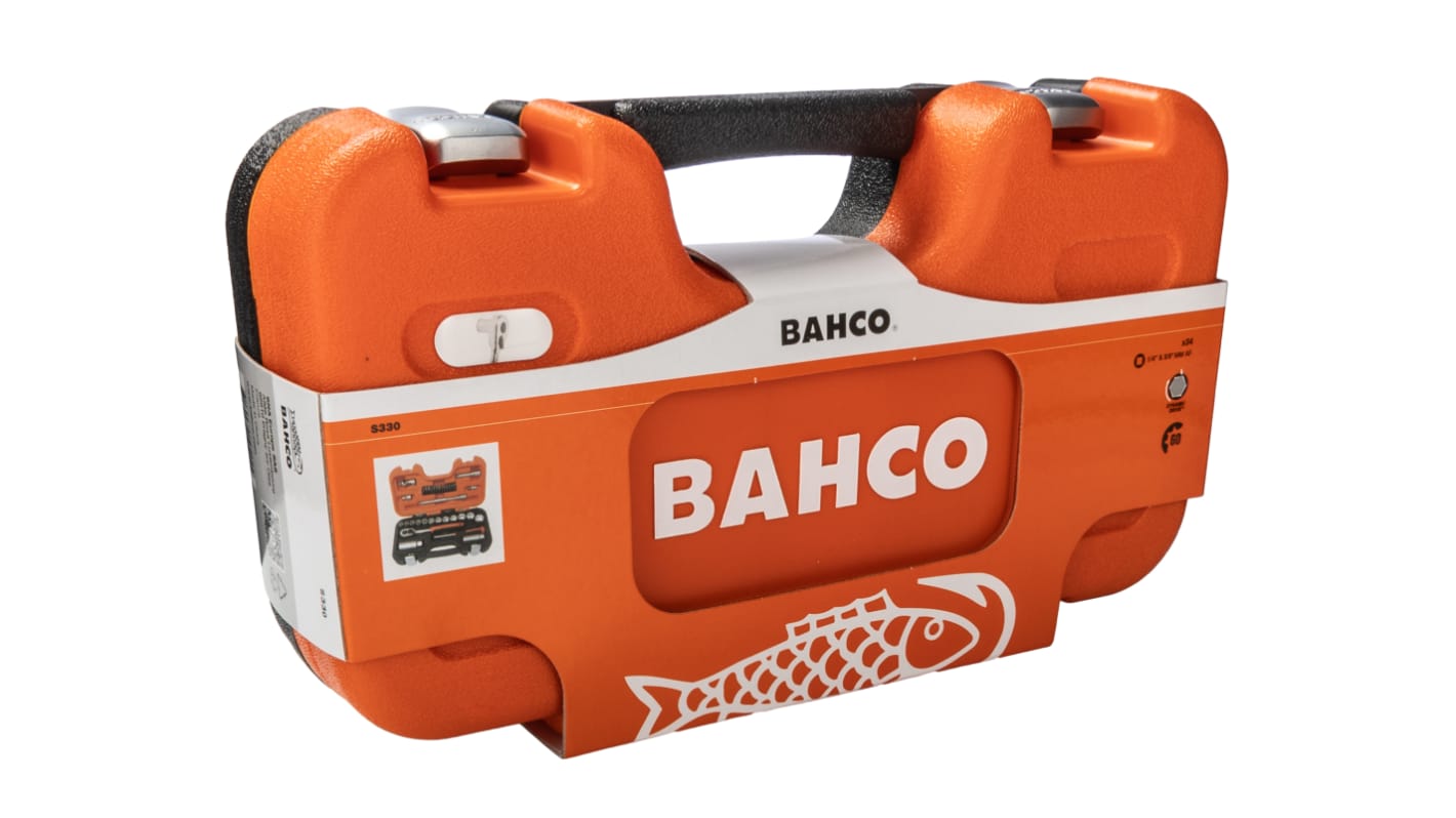 S330 Bahco 34Piece Socket Set, 1/4 in, 3/8 in Square Drive, 10 →