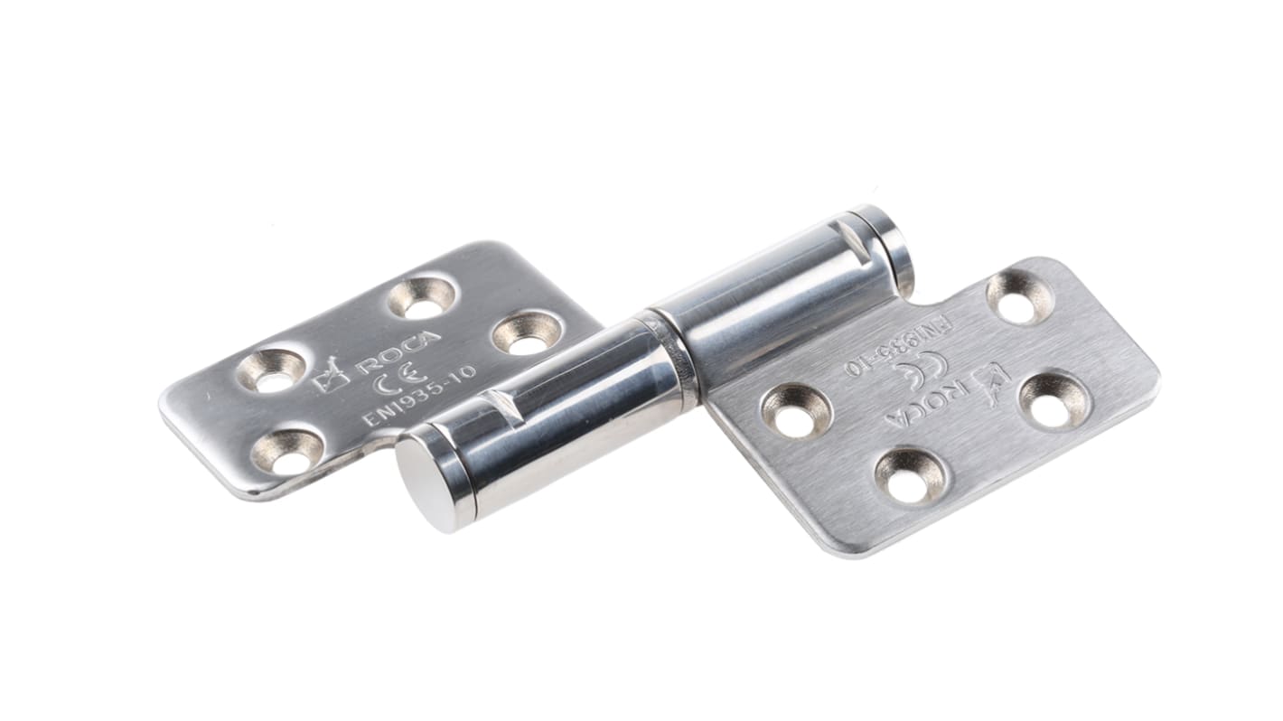 ROCA Brushed Stainless Steel Flag Hinge with a Lift-off Pin, Screw Fixing, 123mm x 84mm x 3mm