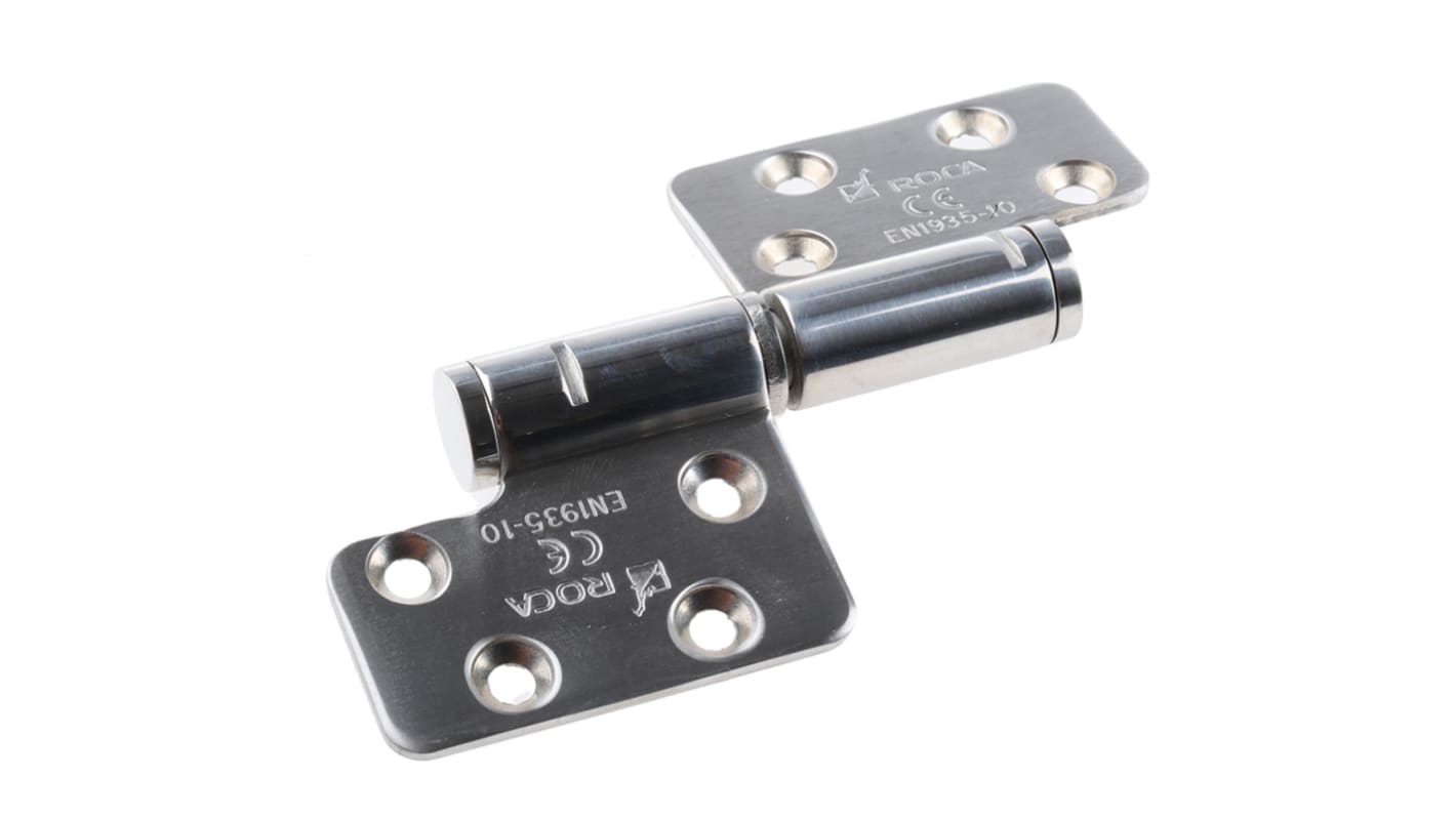 ROCA Brushed Stainless Steel Flag Hinge with a Lift-off Pin, Screw Fixing, 123mm x 84mm x 3mm