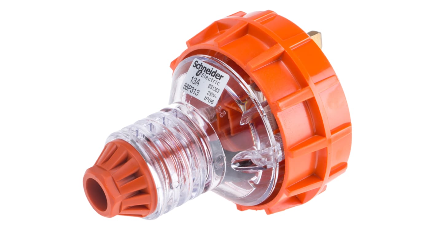 Schneider Electric Leistungssteckverbinder Stecker Orange 3P, 250 V / 13A, Kabelmontage IP66