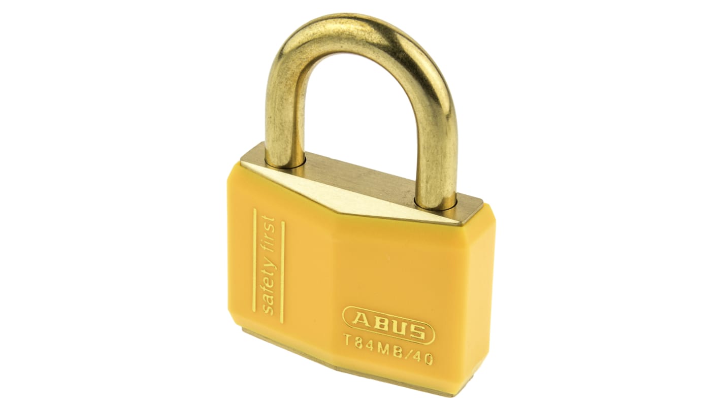 Lucchetto di sicurezza con chiave ABUS per uso interno ed esterno, in Ottone, anello da 6mm, L. 23mm, col Giallo