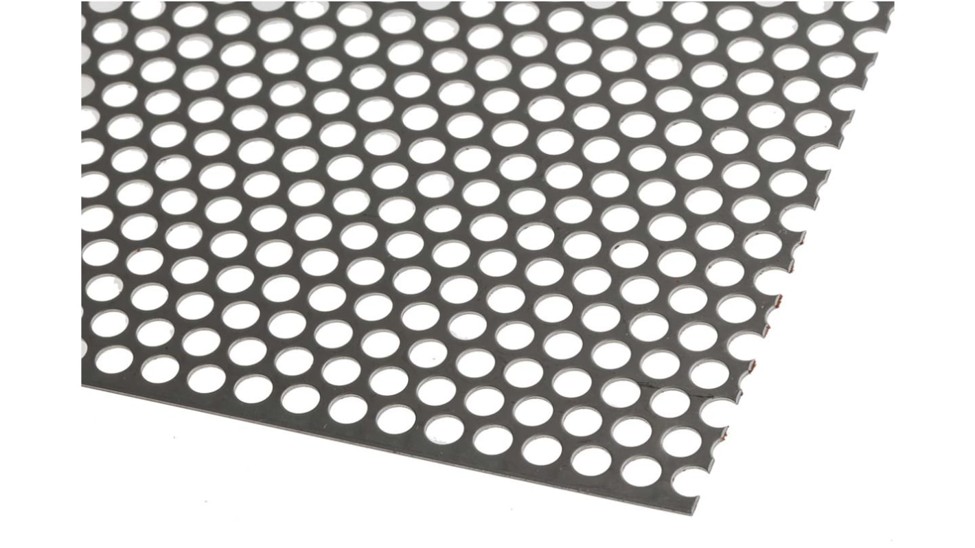 RS PRO Stainless Steel Perforated Metal Sheet 500mm x 500mm, 0.55mm Thick