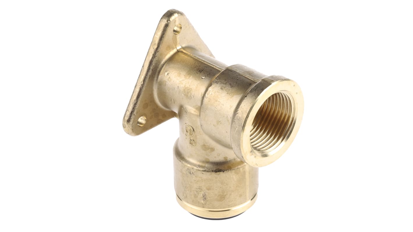 JG Speedfit Brass Pipe Fitting, 90° Push Fit Wall Plate Elbow Adapter, Female 3/4in to Female 22mm