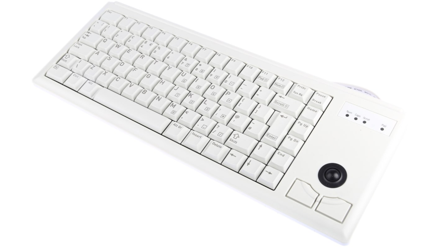 CHERRY Wired PS/2 Compact Trackball Keyboard, QWERTY (UK), Grey