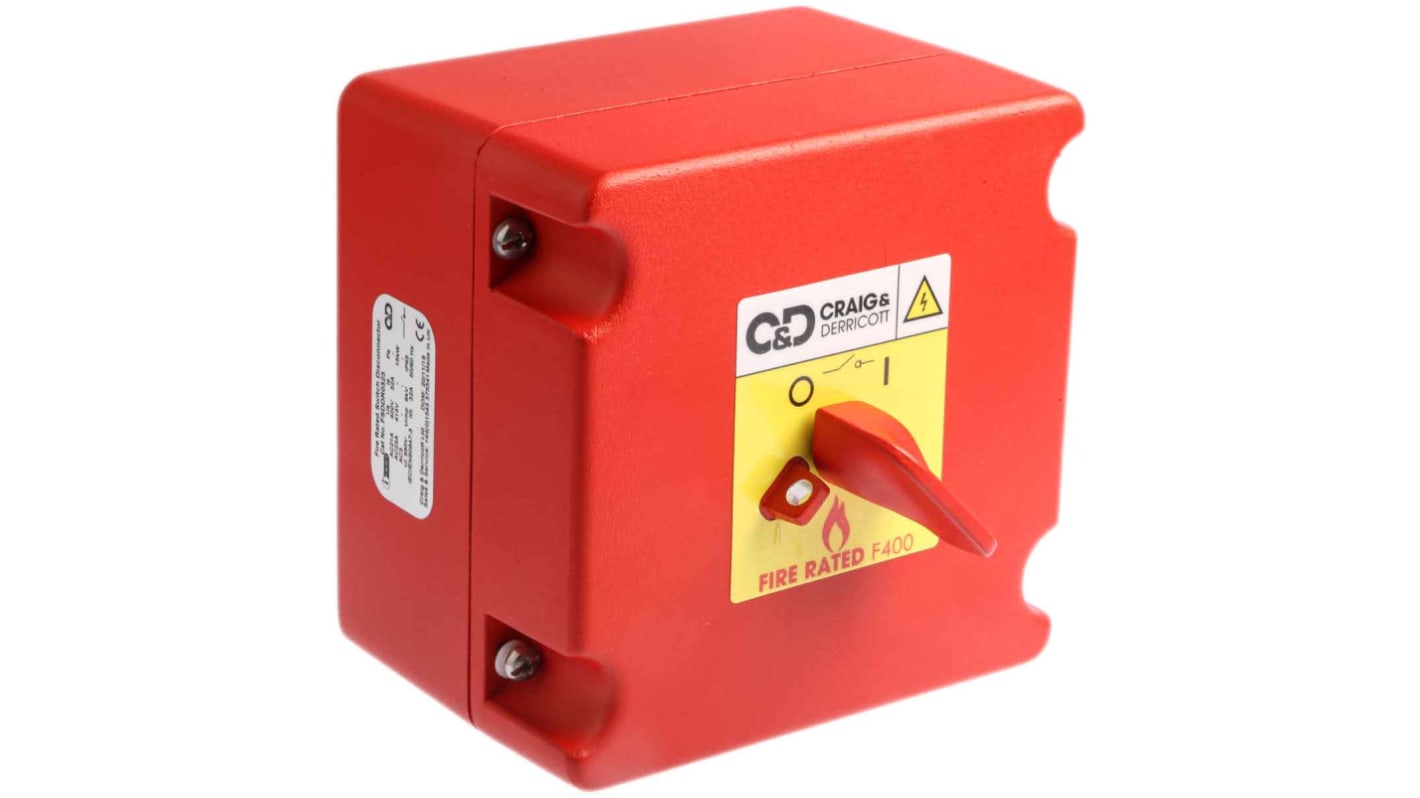 Craig & Derricott 3P Pole Isolator Switch - 32A Maximum Current, 15kW Power Rating, IP65