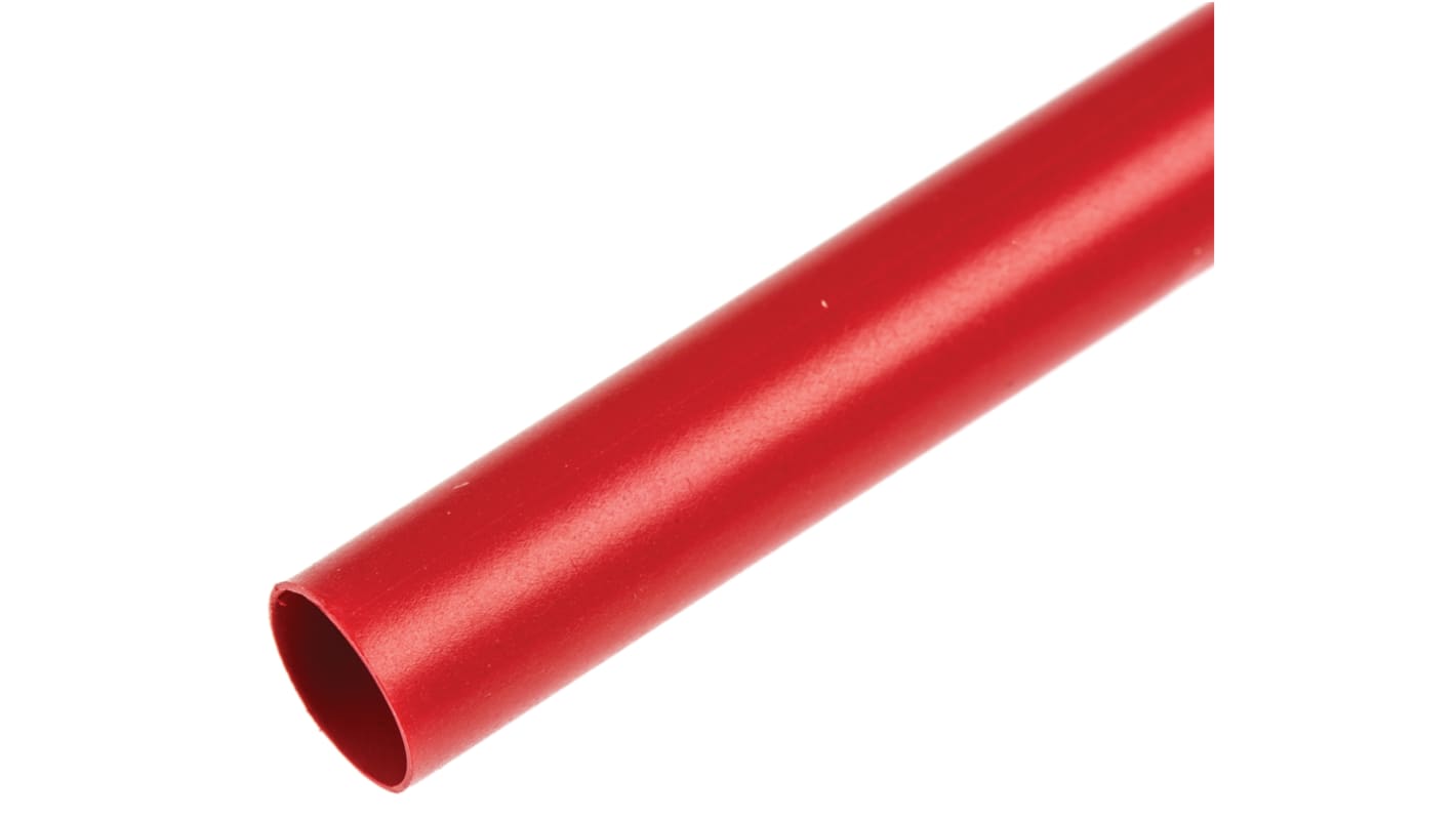 Tubo termorretráctil TE Connectivity de Poliolefina Rojo, contracción 2:1, Ø 6.4mm, long. 1.2m