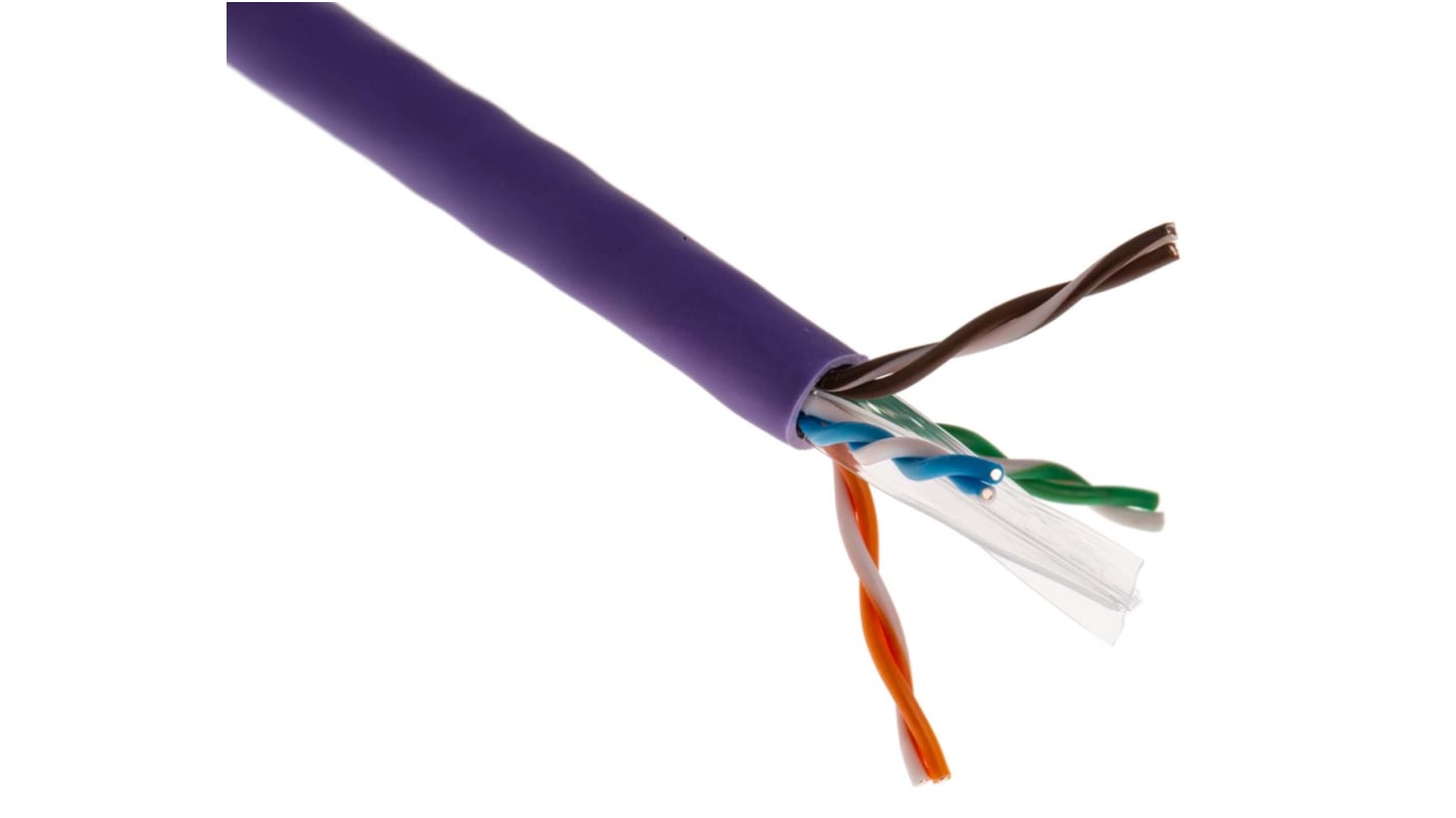 Brand-Rex Cat6 Ethernet Cable, U/UTP, Purple LSZH Sheath, 305m