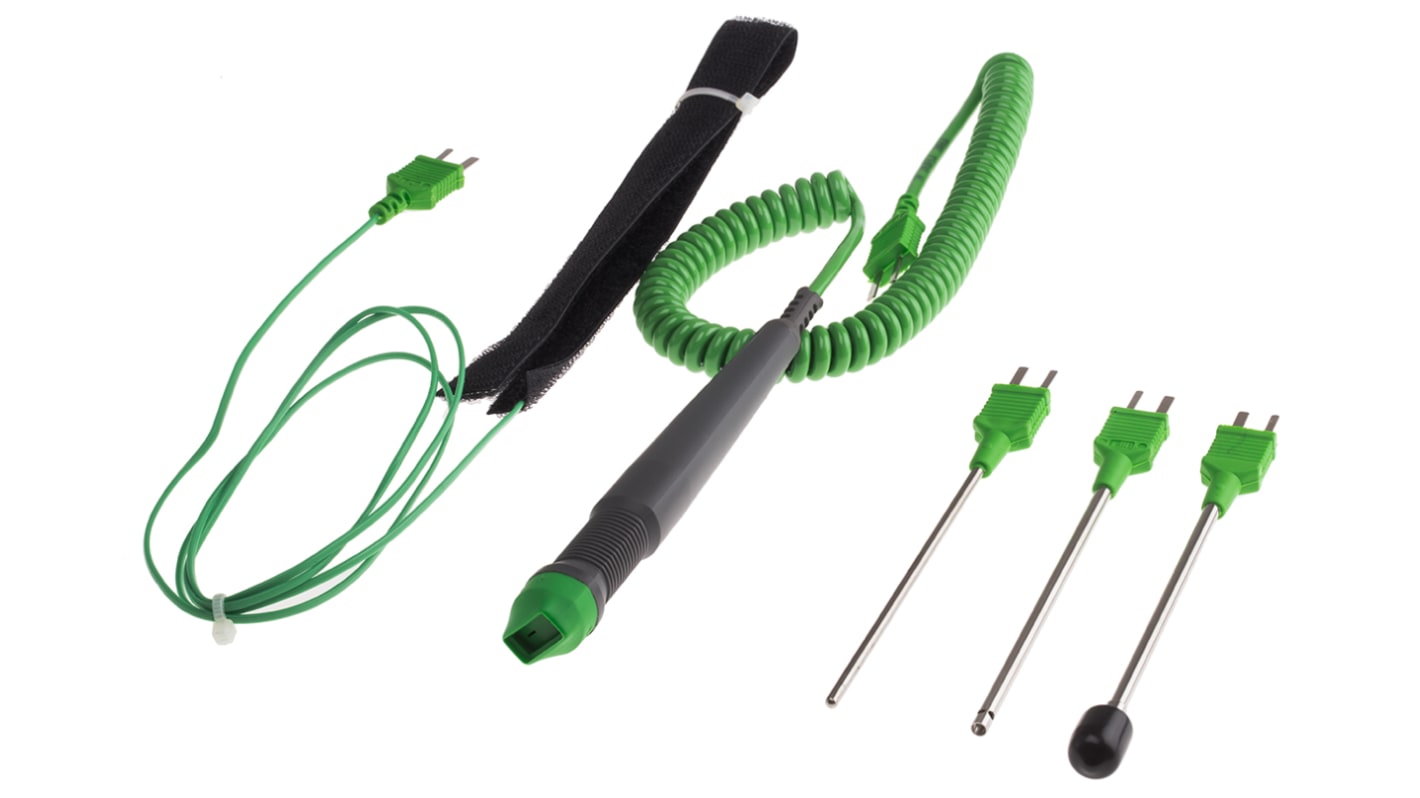 Kit de sondas de temperatura tipo K RS PRO, hasta 1.1 °C ±2,5 °C, cable de 2m