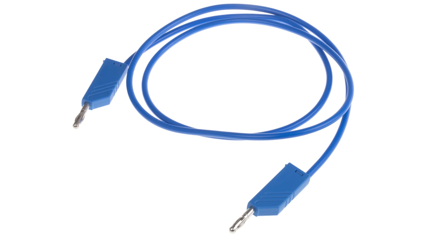 Cable de prueba con conector de 4 mm  Hirschmann de color Azul, Macho-Macho, 60V dc, 32A, 1m