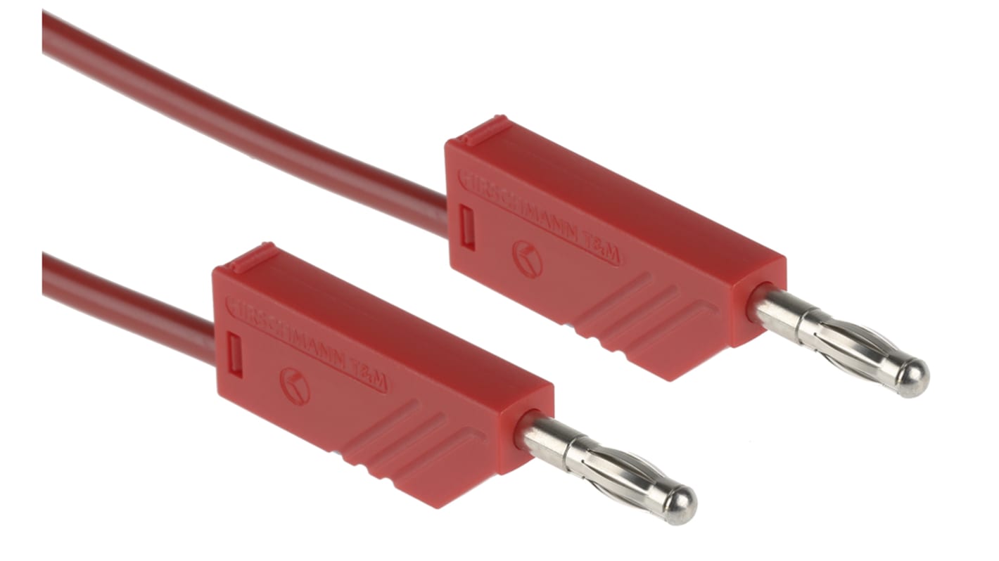 Hirschmann Messleitung 4mm Stecker / Stecker, Rot PVC-isoliert 1m, 60V dc / 16A