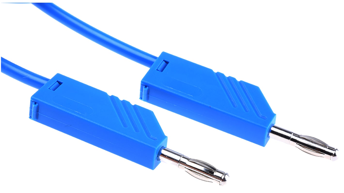 Hirschmann Messleitung 4mm Stecker / Stecker, Blau PVC-isoliert 1m, 60V dc / 16A