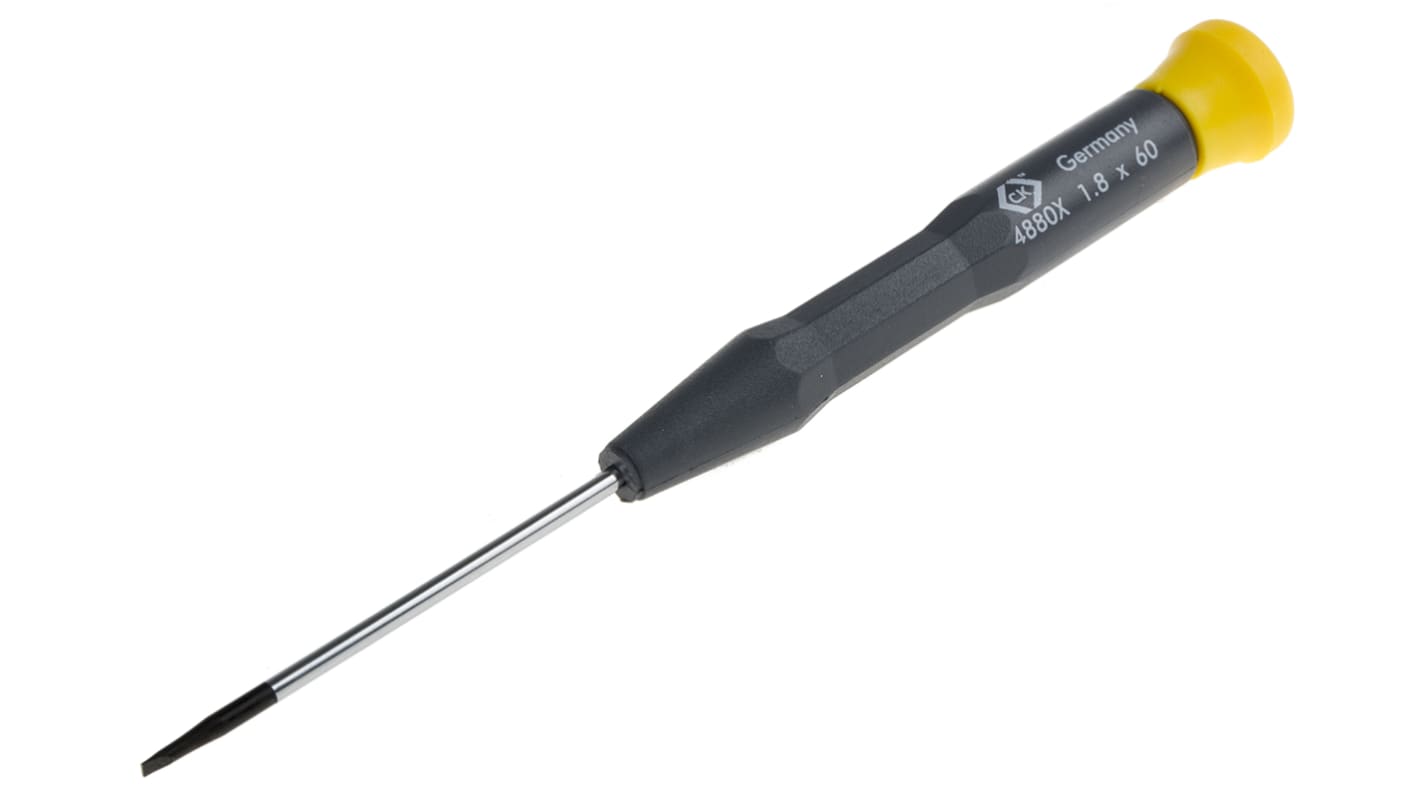 CK Slotted Precision Screwdriver, 1.8 mm Tip, 60 mm Blade, 157 mm Overall