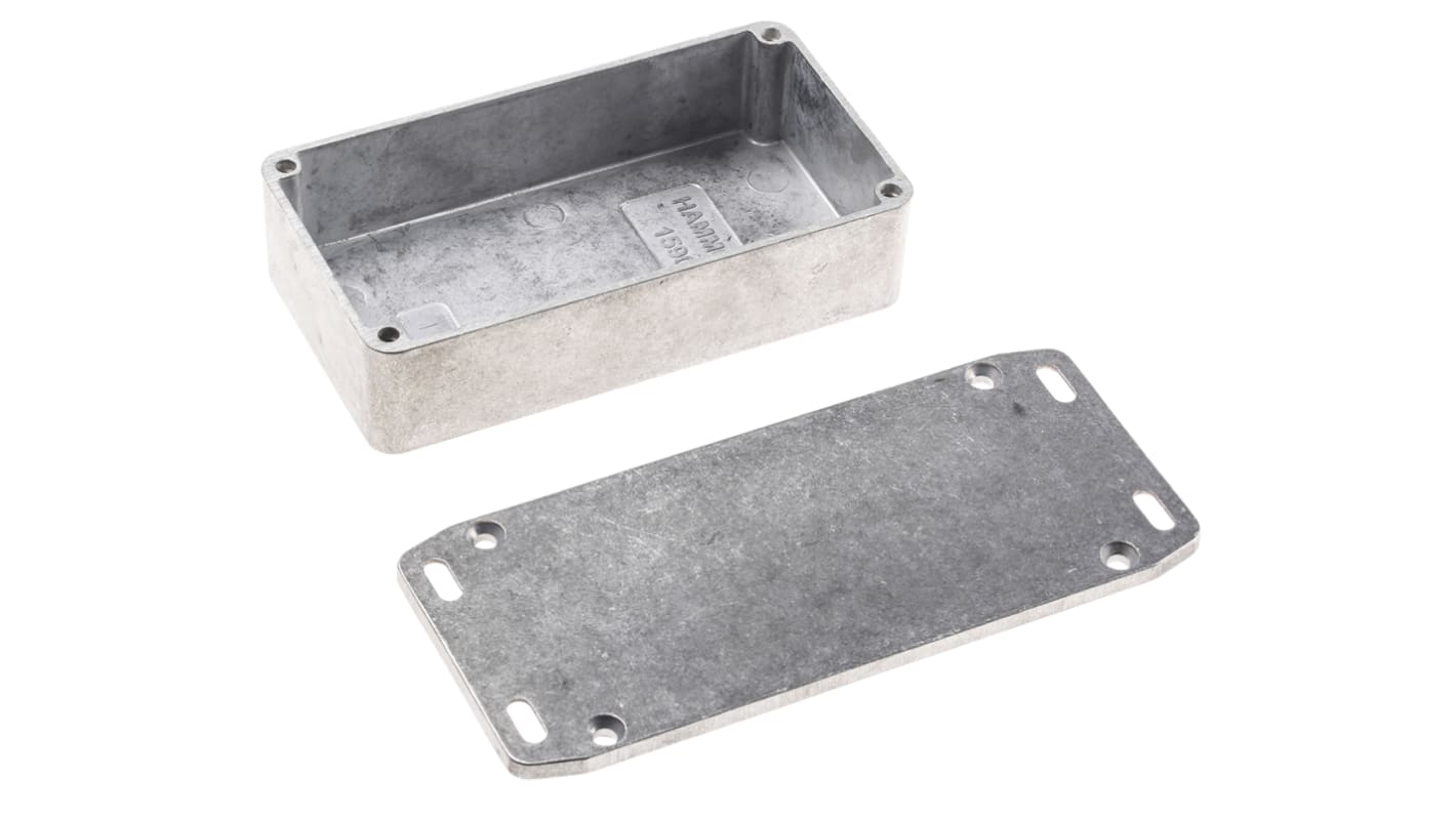 Hammond 1590 Series Natural Die Cast Aluminium Enclosure, IP54, Flanged, Natural Lid, 111.5 x 59.5 x 27mm