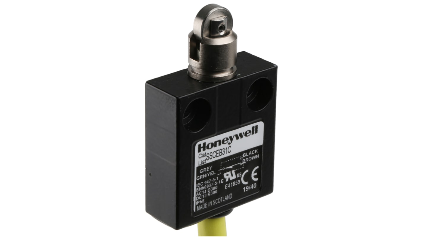 Honeywell SSCE Series Plunger Limit Switch, NO/NC, IP68, SPDT, Die Cast Zinc Housing, 240V ac Max, 4A Max