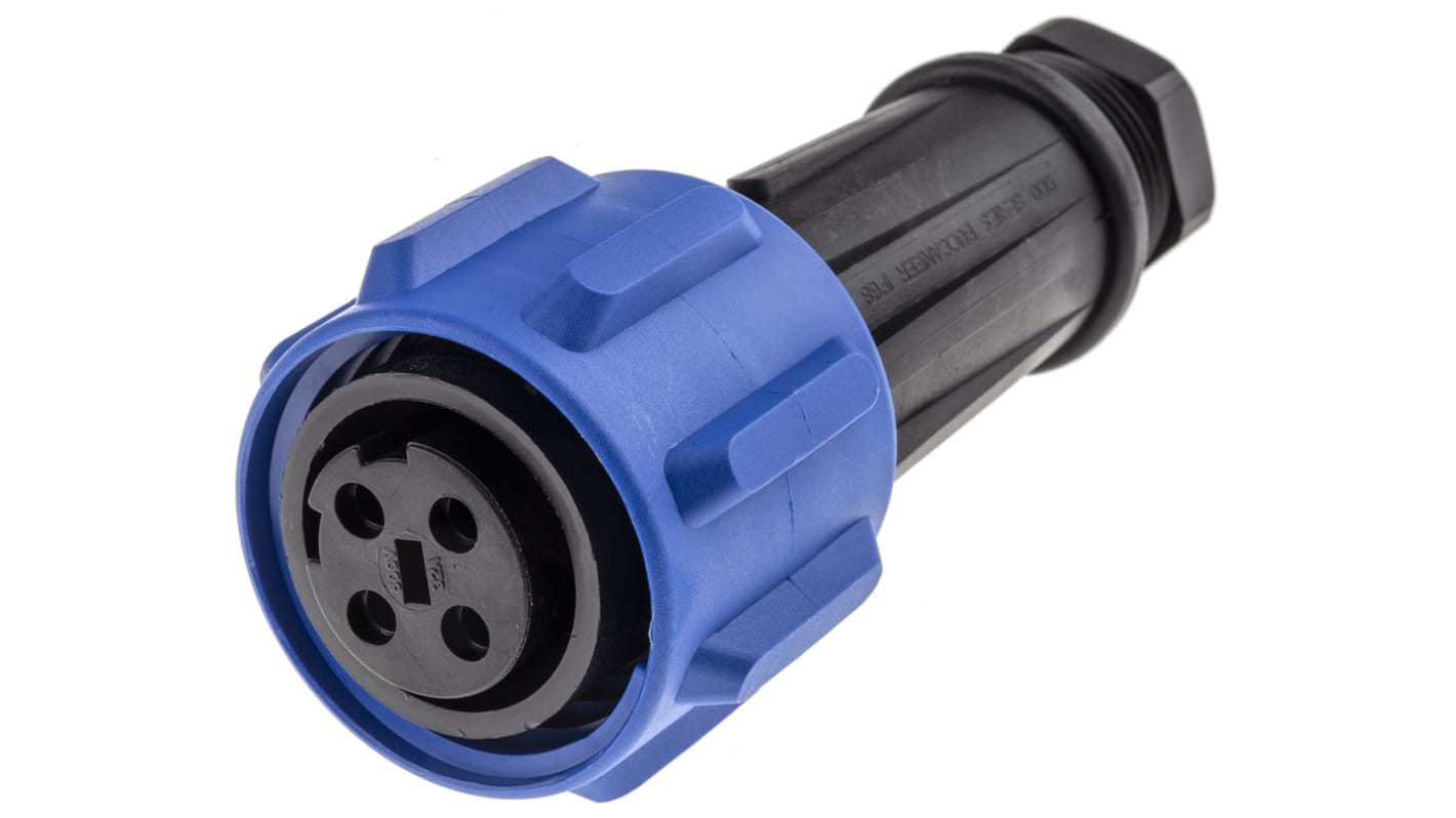 Conector circular Bulgin hembra serie Buccaneer 900 de 4 vías hembra, tamaño carcasa 50, montaje aéreo, IP68