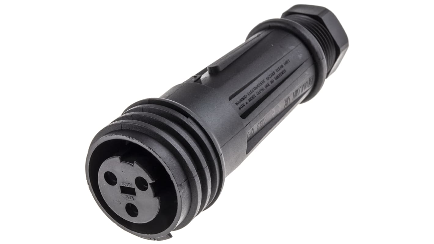 Bulgin Connector, 3 Contacts, Cable Mount, Socket, Female, IP68, IP69K, Buccaneer 900 Series