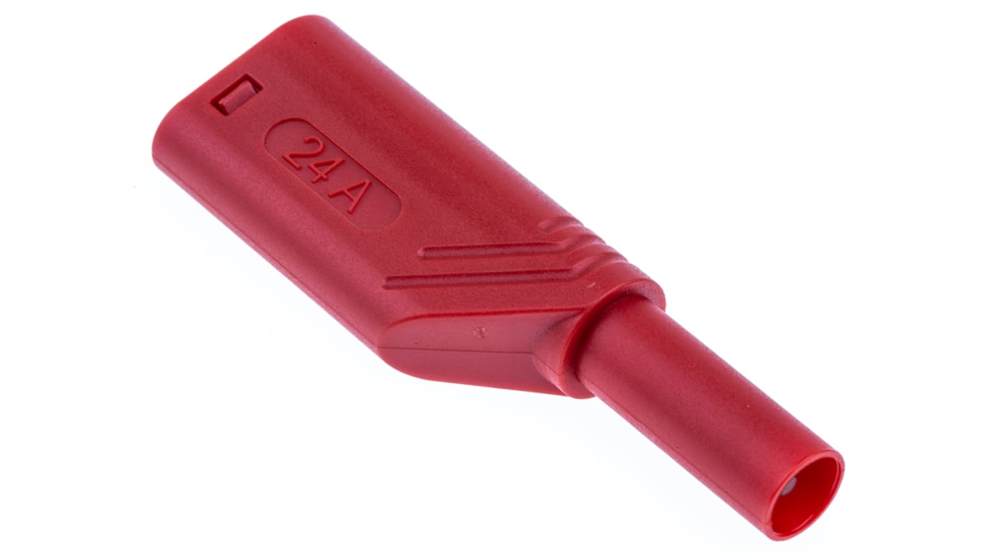 Conector banana Macho, 24A, 1000V, Contacto Níquel, Rojo