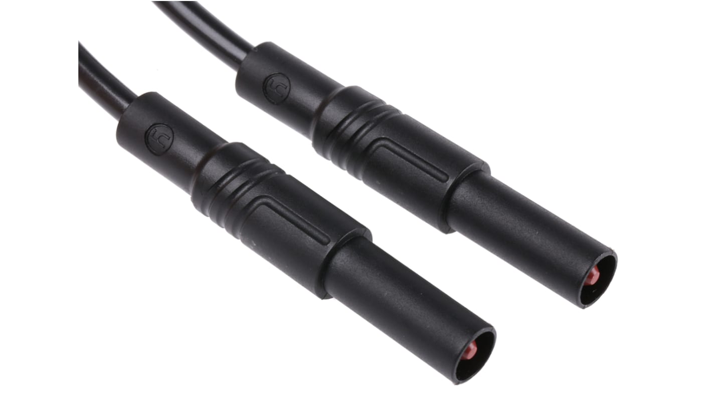 Hirschmann Messleitung 4mm Stecker / Stecker, Schwarz PVC-isoliert 1m, 1000V ac/dc / 32A CAT III 1000V