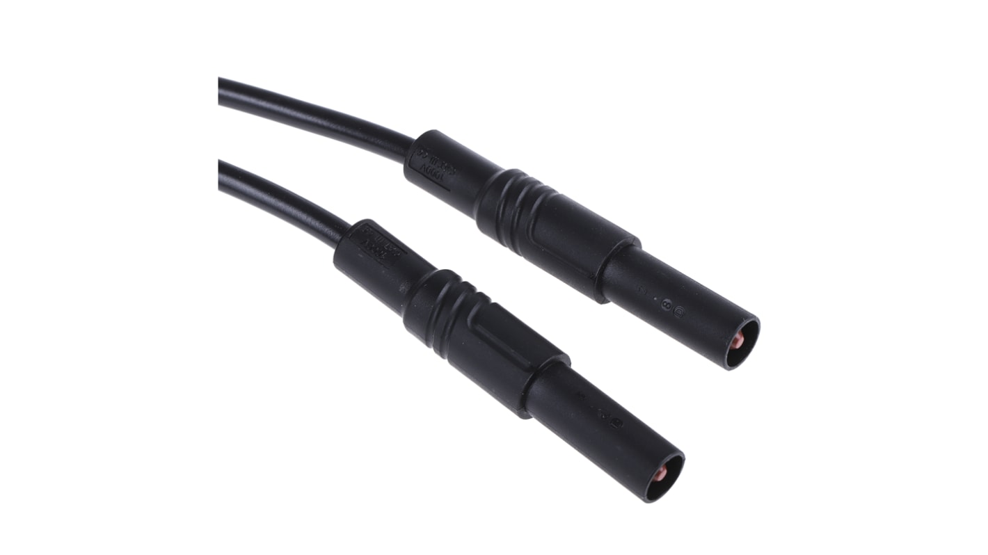 Cable de prueba con conector de 4 mm  Hirschmann de color Negro, Macho-Macho, 1000V ac/dc, 32A, 2m