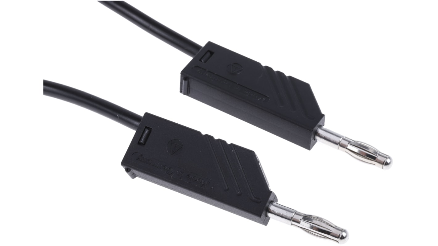 Cable de prueba con conector de 4 mm  Hirschmann de color Negro, Macho-Macho, 60V dc, 32A, 2m