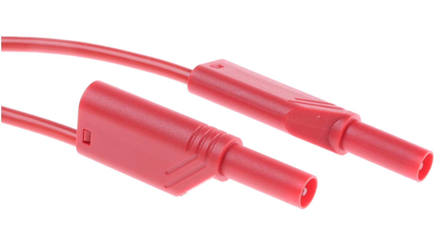 Hirschmann Messleitung 4mm Stecker / Stecker, Rot PVC-isoliert 1m, 1000V ac/dc / 32A CAT II 1000V