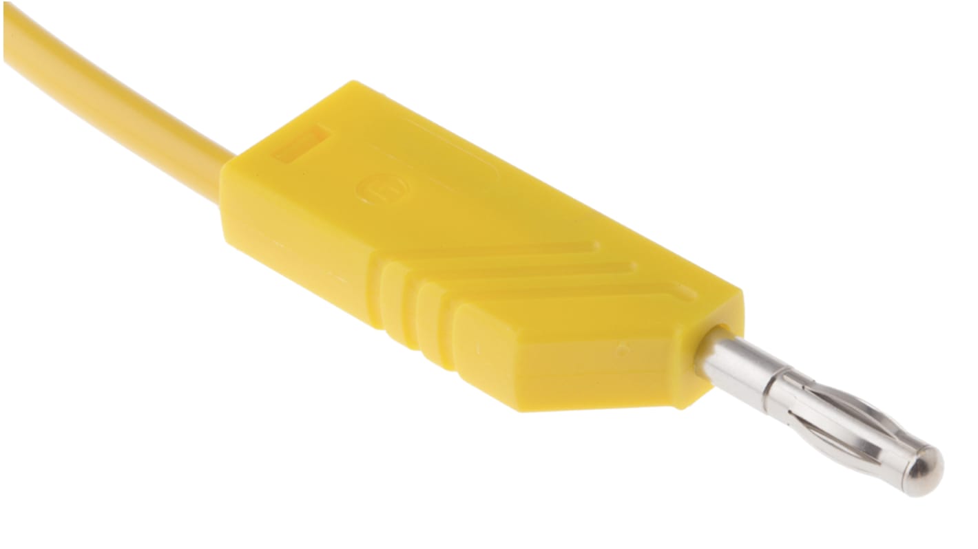 Cable de prueba con conector de 4 mm  Hirschmann de color Amarillo, Macho-Macho, 60V dc, 16A, 1.5m