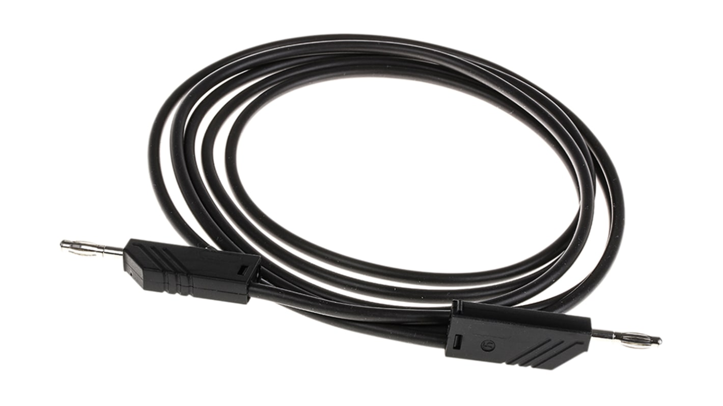 Cable de prueba con conector de 4 mm  Hirschmann de color Negro, Macho-Macho, 60V dc, 16A, 2m