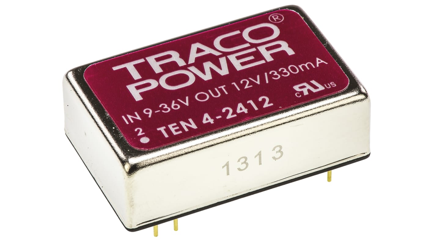 TRACOPOWER DC-DCコンバータ Vout：12V dc 9 → 36 V dc, 4W, TEN 4-2412