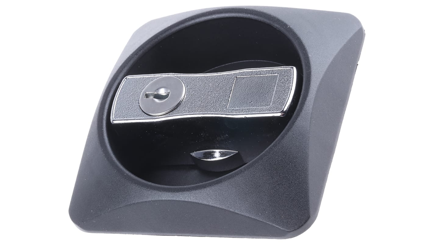 Poignée de verrouillage encastrée Euro-Locks en Métal, Plastique Noir finition Chromé, 87mm