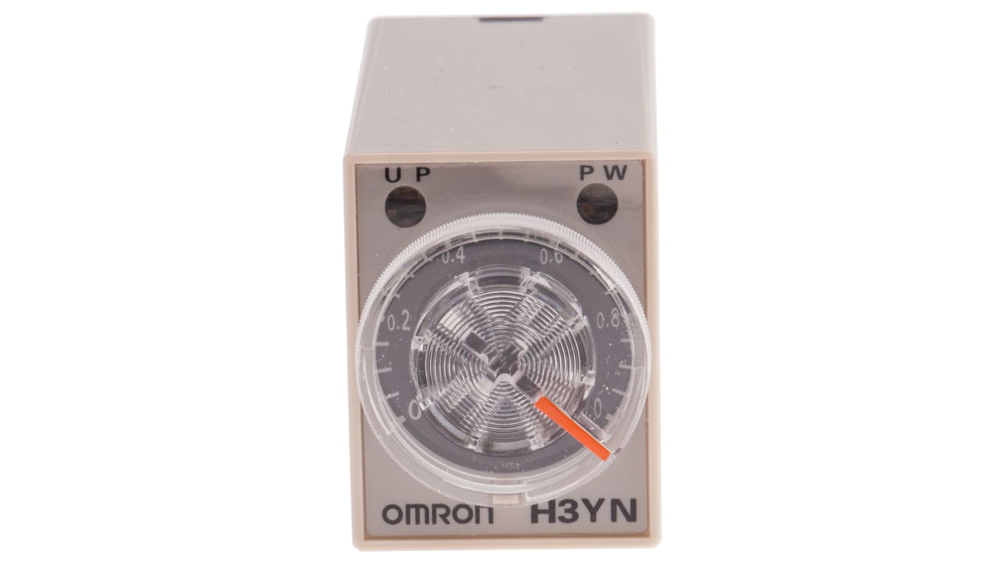 Omron H3YN Series DIN Rail, Panel Mount Timer Relay, 100 → 120V ac, 2-Contact, 0.1 min → 10h