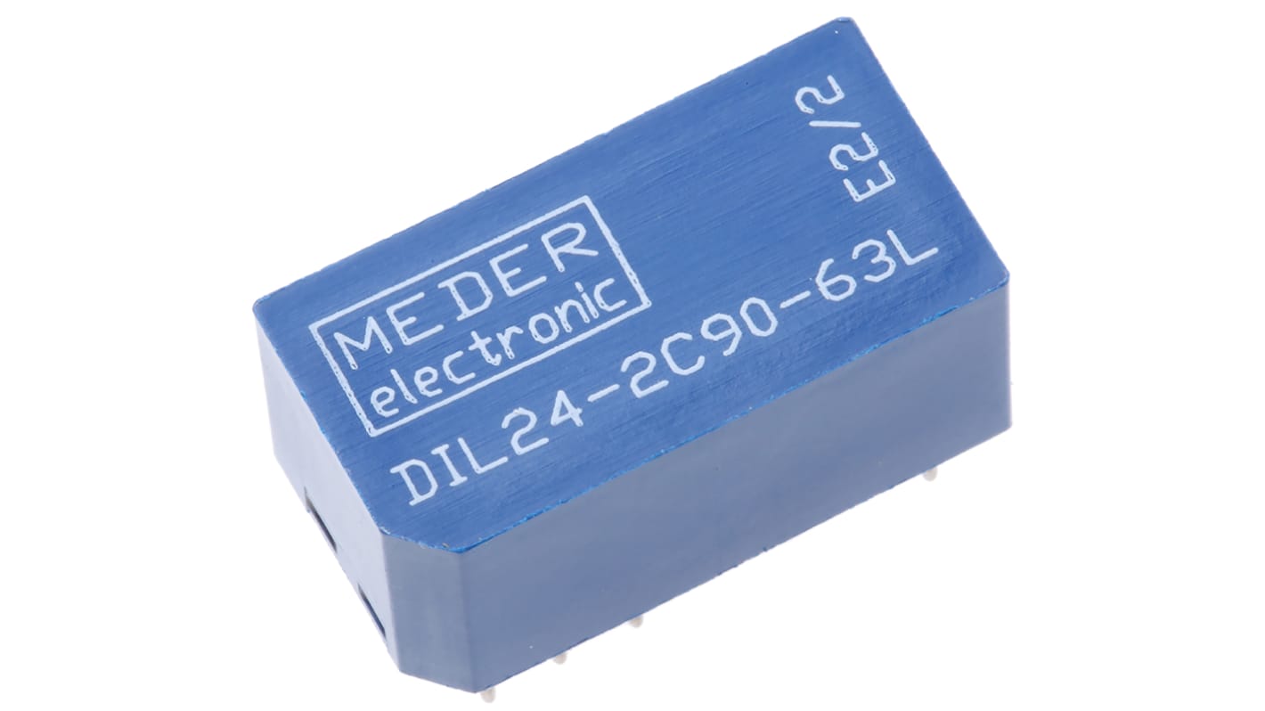 Relé de láminas Meder, DPDT, 24V dc / 290mW, 0,5 A, montaje en PCB