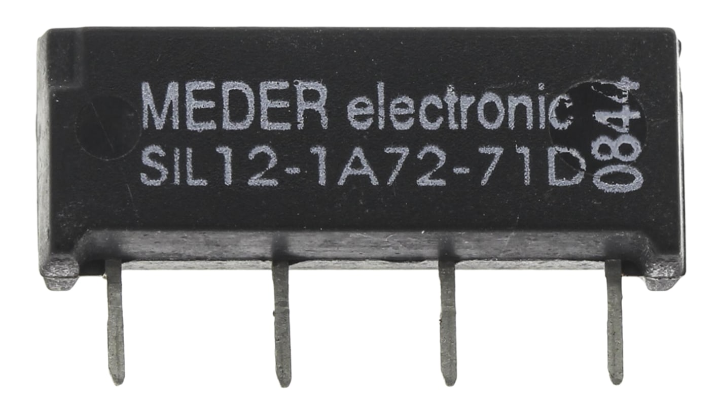 Relé de láminas Meder, SPST, 12V dc / 144mW, 1 A, montaje en PCB