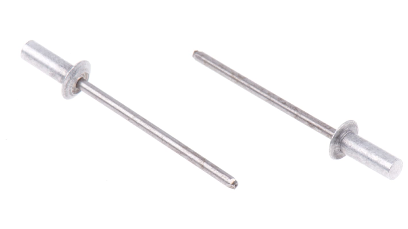 POP Blind Niet, Ø 3.2mm x 9mm, Silber, Aluminium, 3.4mm aus Stahl, min. 3.2mm, max. 4.8mm