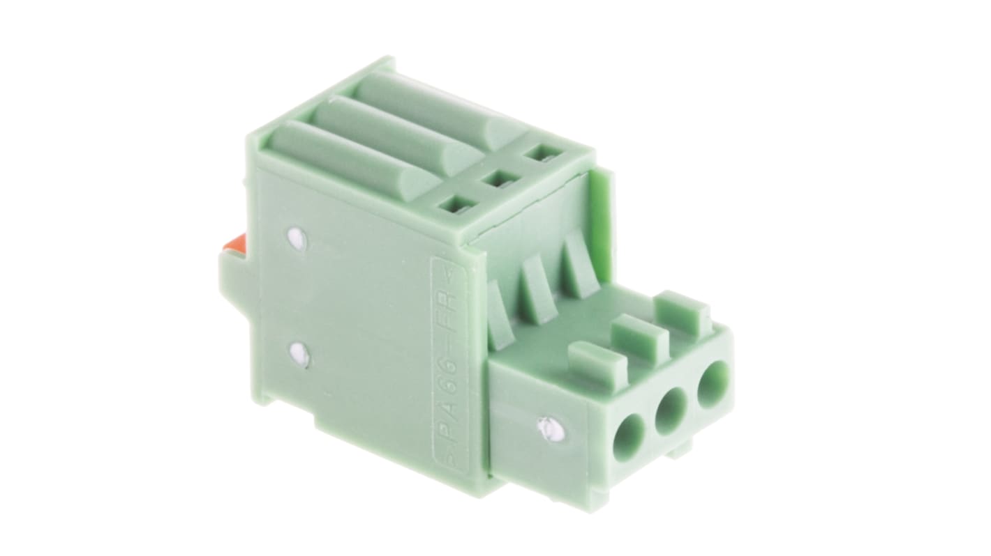 Phoenix Contact 2.5mm Pitch 3 Way Pluggable Terminal Block, Plug, Cable Mount, Spring Cage Termination