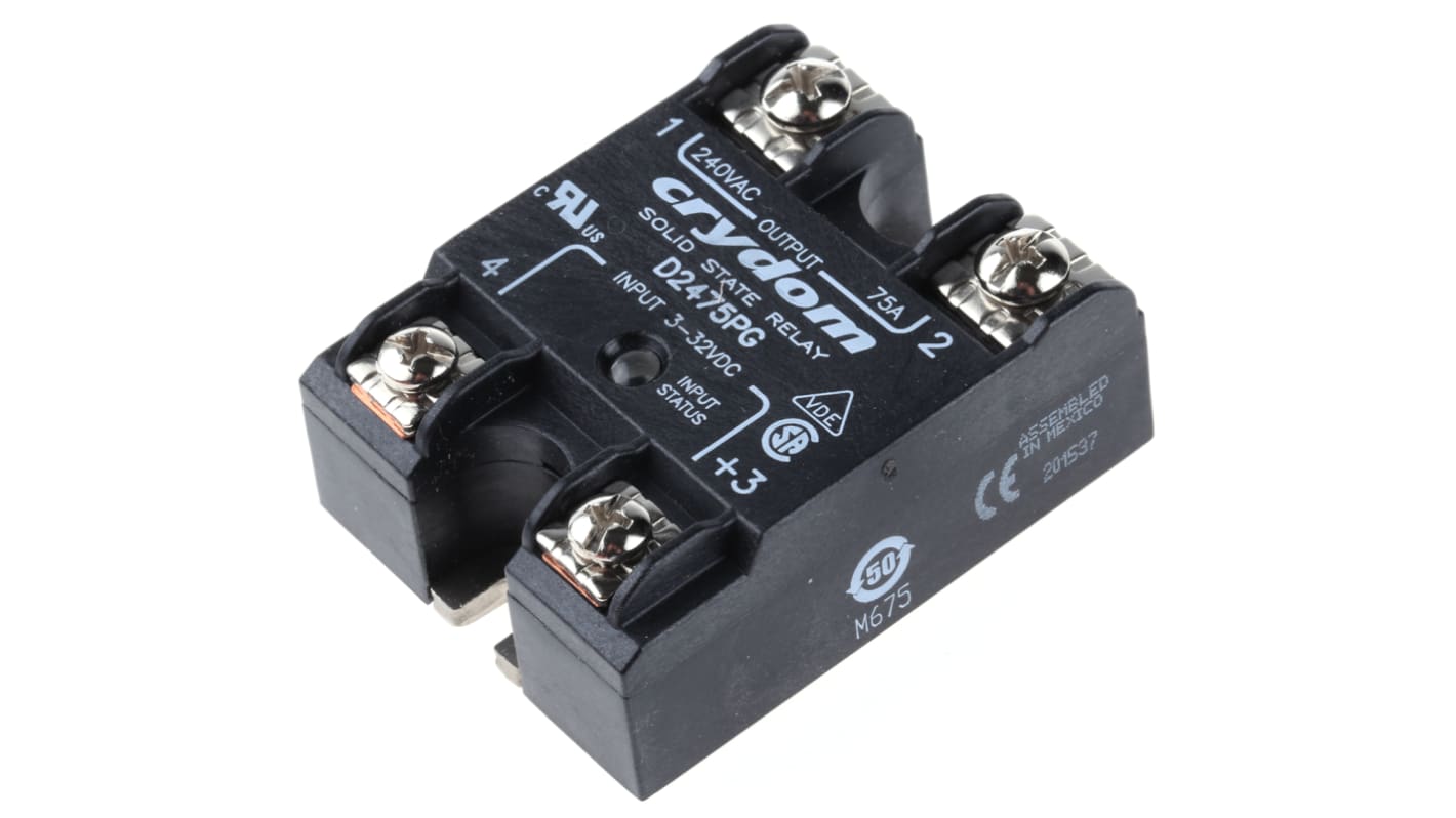 Sensata Crydom 1 240 VAC Series Solid State Relay, 75 A Load, Panel Mount, 280 V rms Load, 32 V Control