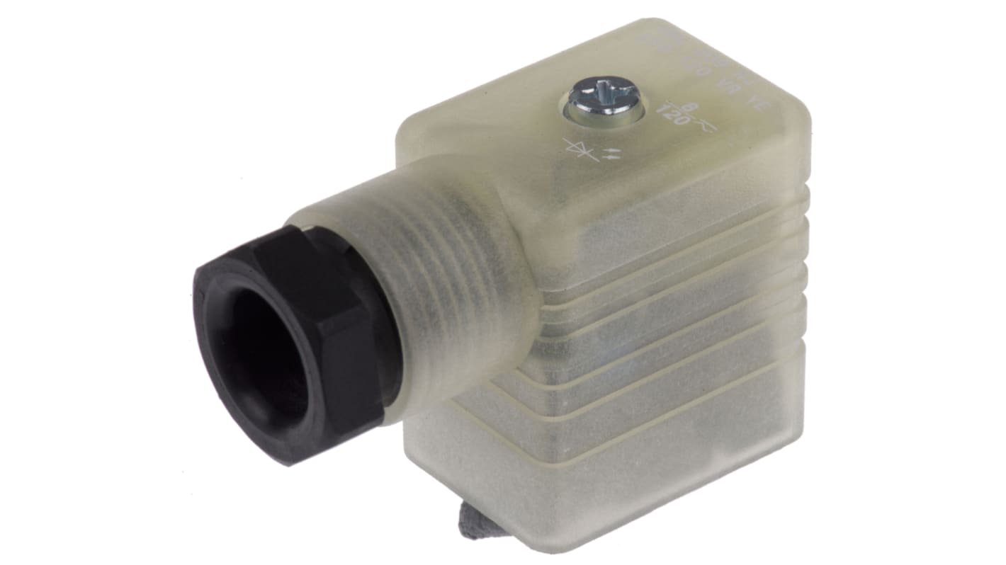 Hirschmann GML 2P+E DIN 43650 B, Female Solenoid Valve Connector with Indicator Light, 120 V ac/dc Voltage