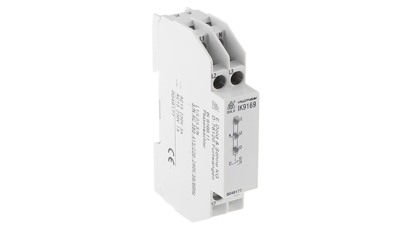 Dold Phase Monitoring Relay, 3 Phase, SPDT, DIN Rail