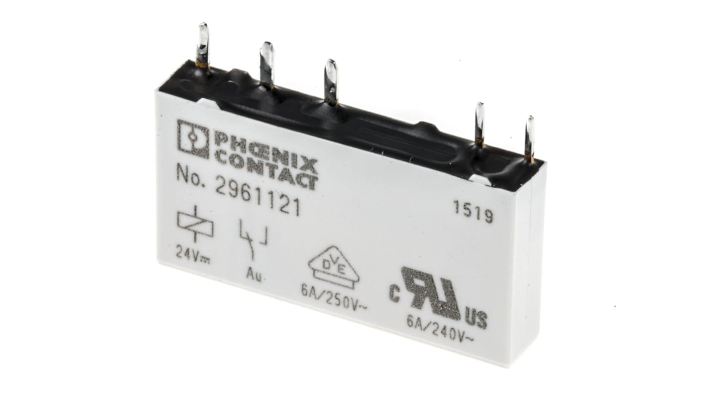 Relé de potencia sin enclavamiento Phoenix Contact REL-MR- 24DC/21AU de 1 polo, SPDT, bobina 24V dc, 6A, Montaje en PCB