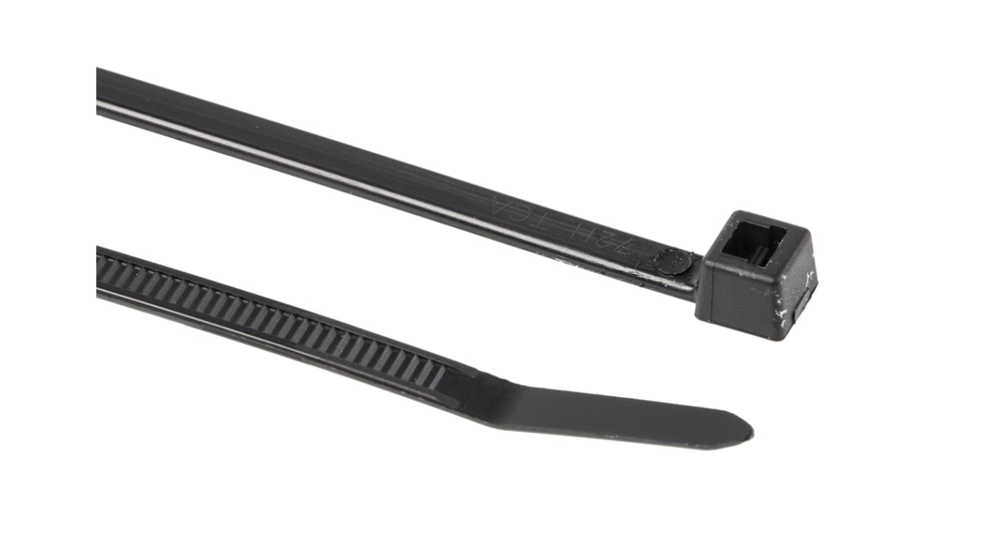 HellermannTyton Cable Tie, Inside Serrated, 390mm x 4.7 mm, Black Polyamide 6.6 (PA66), Pk-100